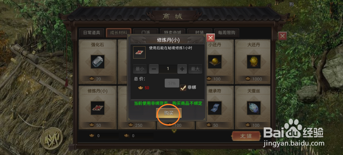 武林霸业在哪里可以买到修炼丹(小)