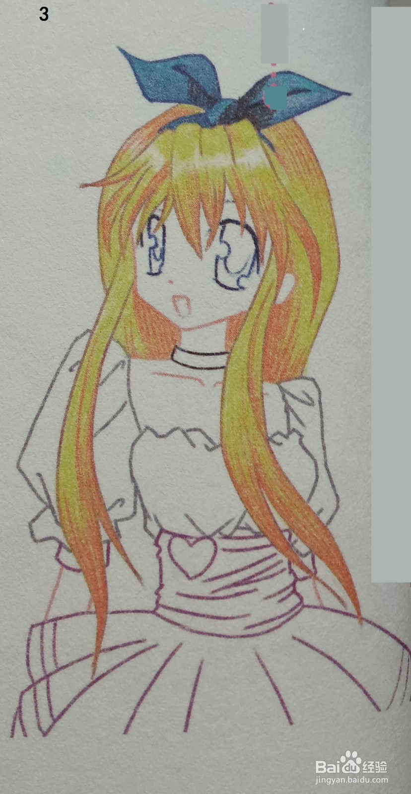 色铅笔：绘制站立的啦啦队员的头发