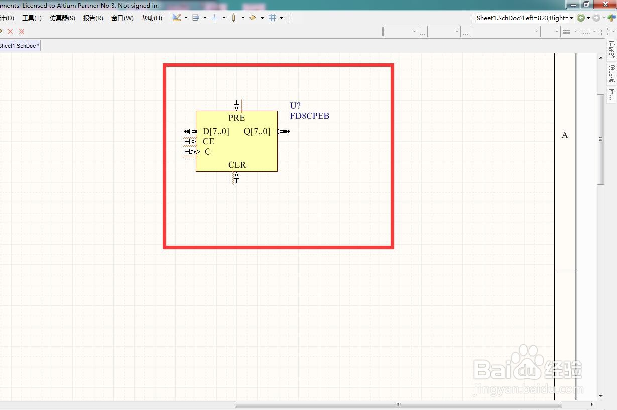 如何在AD中放置清除置位总线使能8位D型触发器？