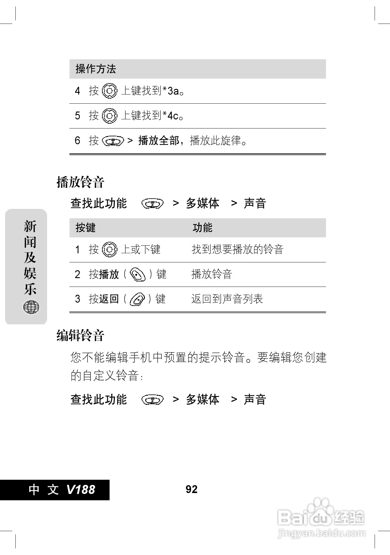摩托罗拉V188手机使用说明书:[10]