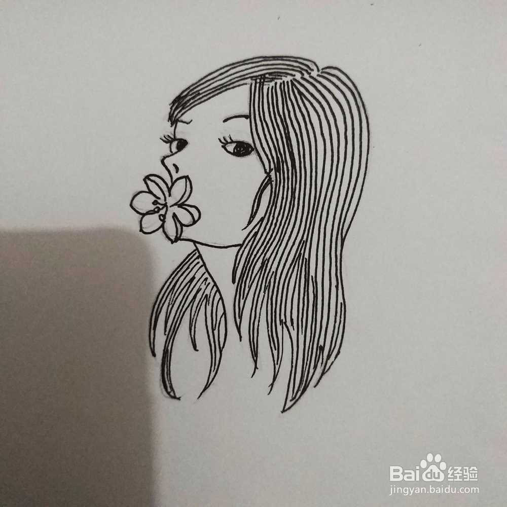 简笔画38：Q版叼花姑娘画法