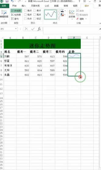 excel怎么单元格内添加迷你走势图