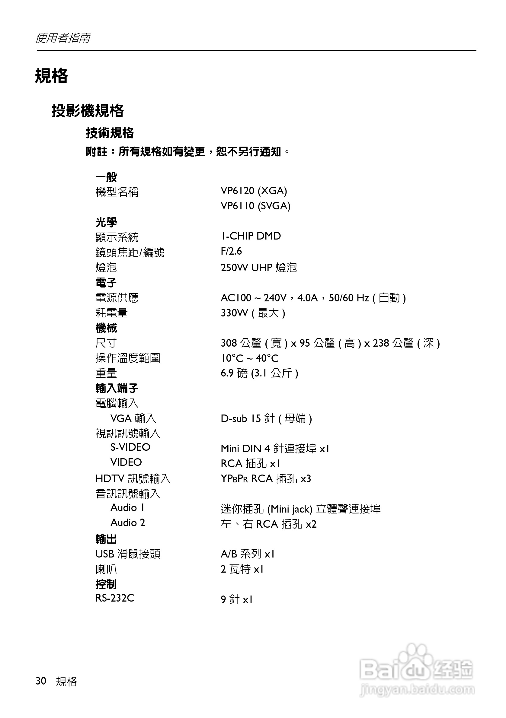 HP VP6100系列数位投影机使用手册:[3]