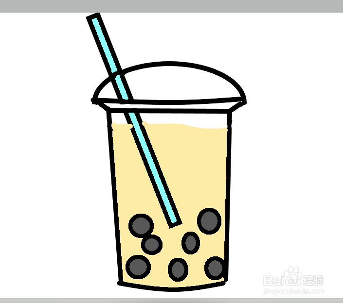 饮料简笔画之珍珠奶茶的画法