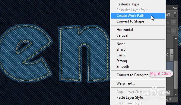 如何在Photoshop中制作缝合牛仔布文字效果