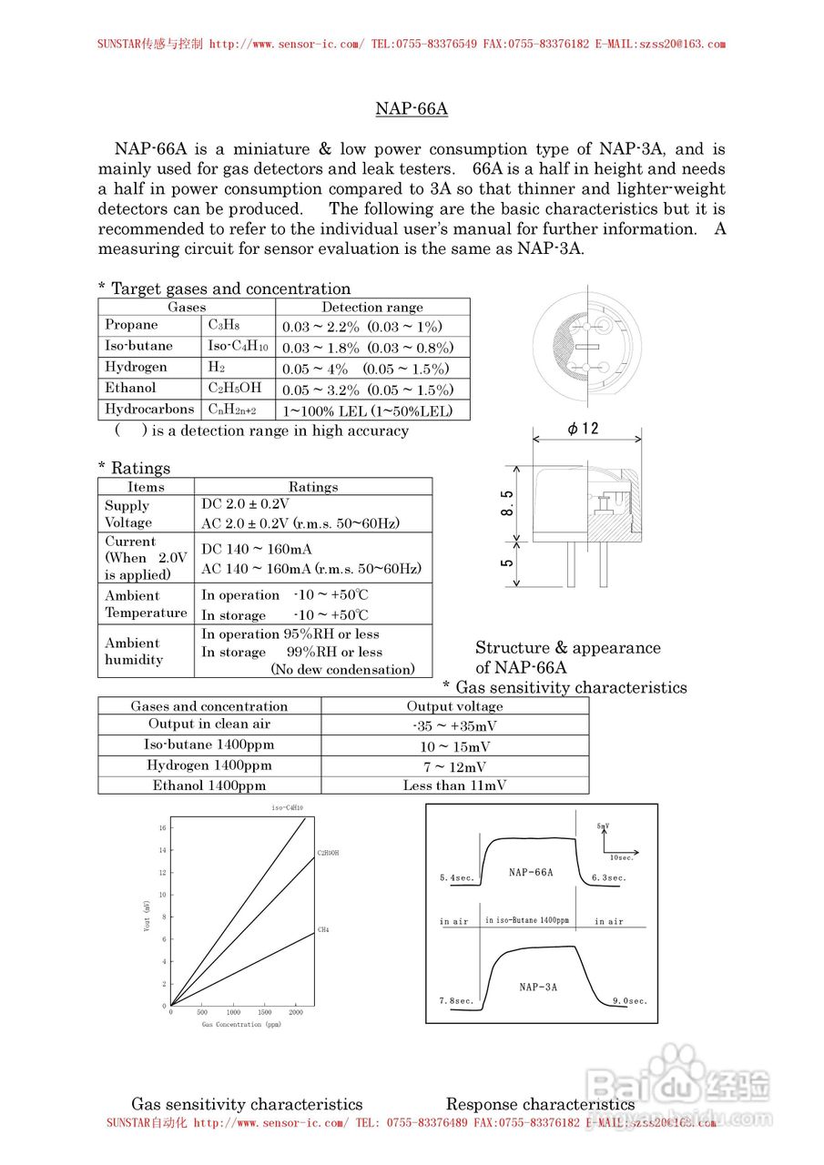 MAP-100A系列工业用可燃性气体传感器使用说明书:[7]