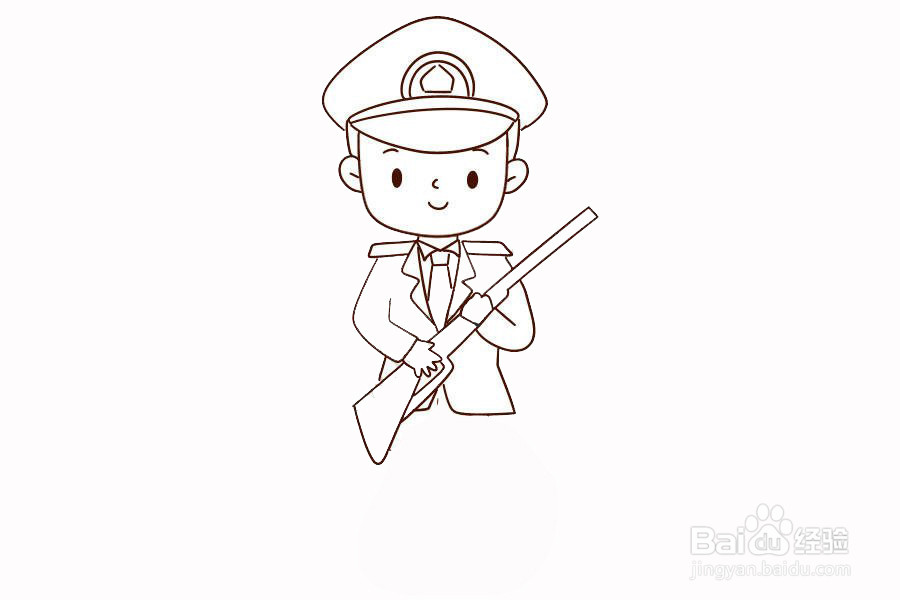 彩色解放军的简笔画