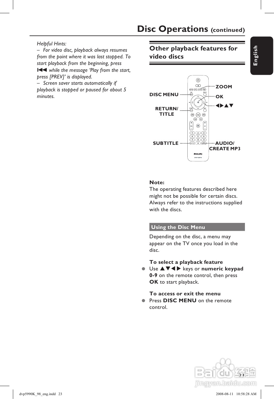 飞利浦DVP5990K/98 DVD播放机使用说明书:[2]