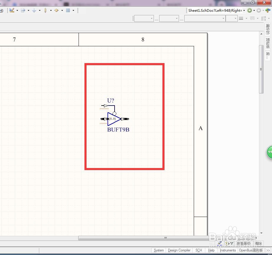 如何在AD中放置带低电平控制脚9位总线缓冲器？