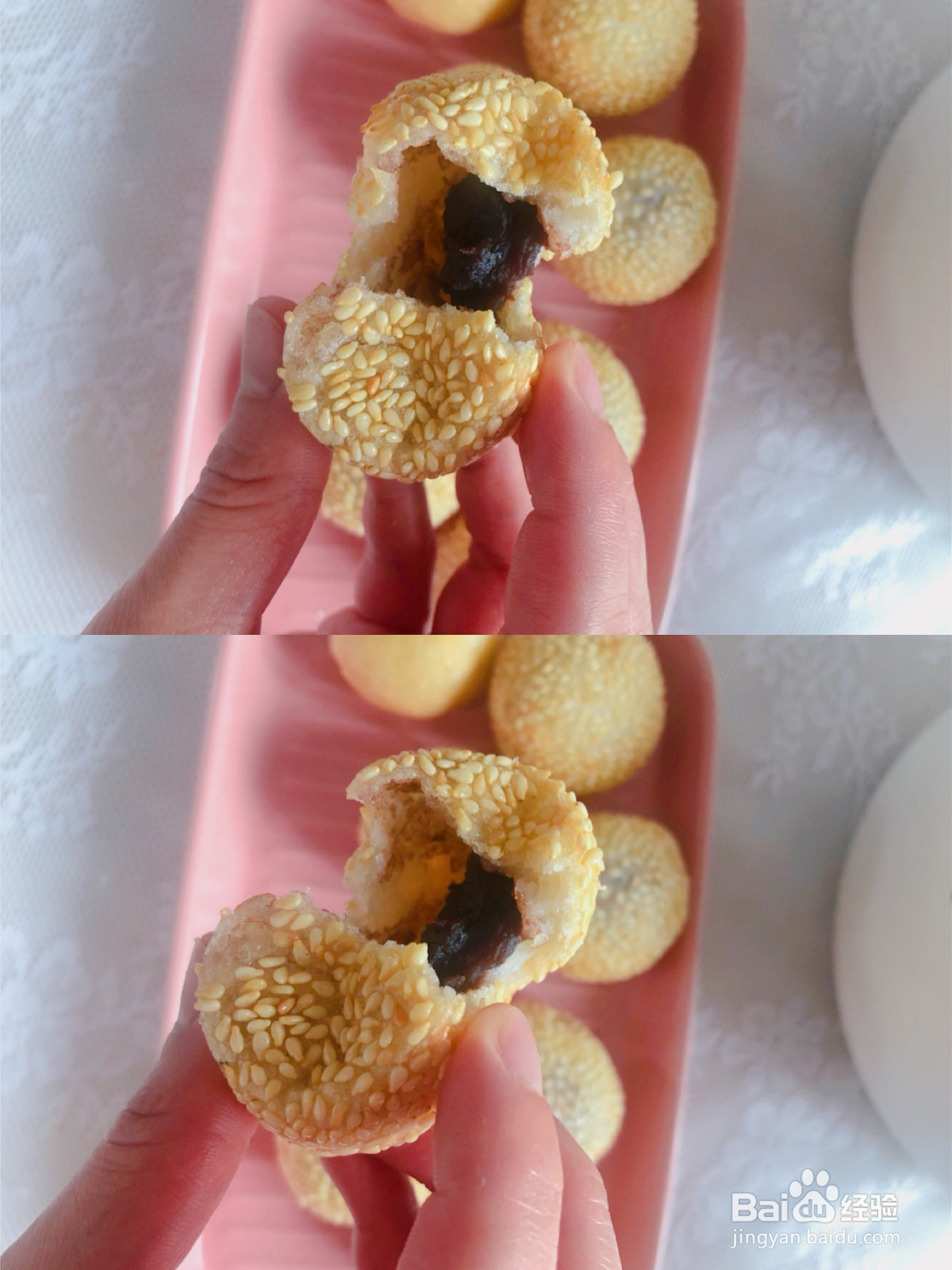 空心豆沙麻球零技巧成功的做法