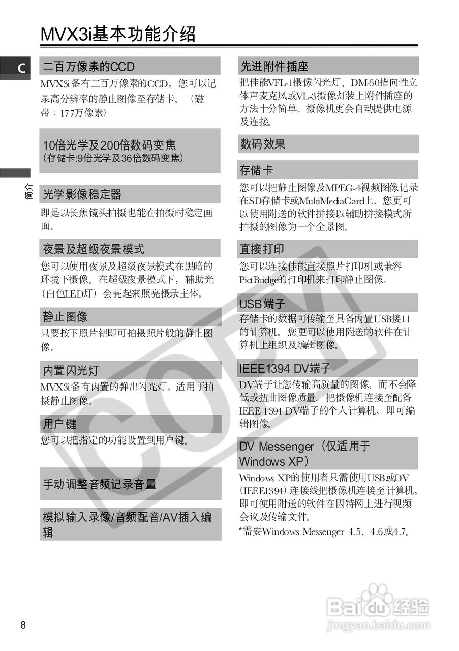 佳能MVX3i数码摄像机使用说明书:[1]