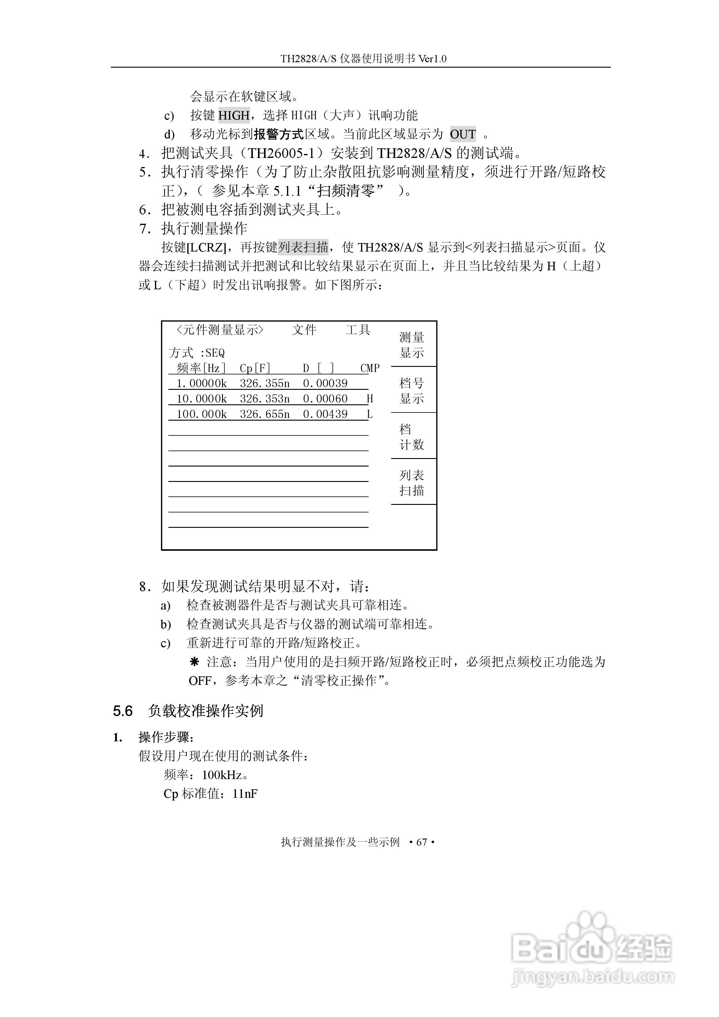 锦流源电子TH2828/TH2828A/TH2828S元件参数分析仪说明:[9]
