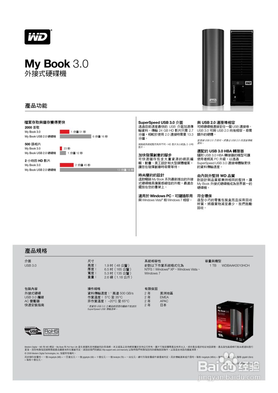 WD My Book 3.0外接式硬碟机用户手册