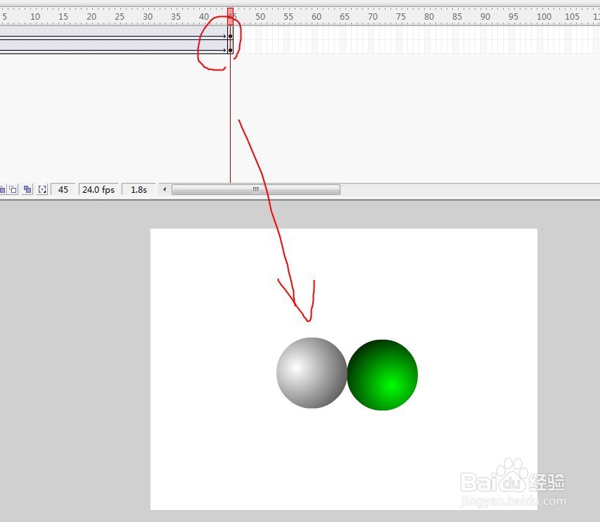 flash制作两个小球滚动过程