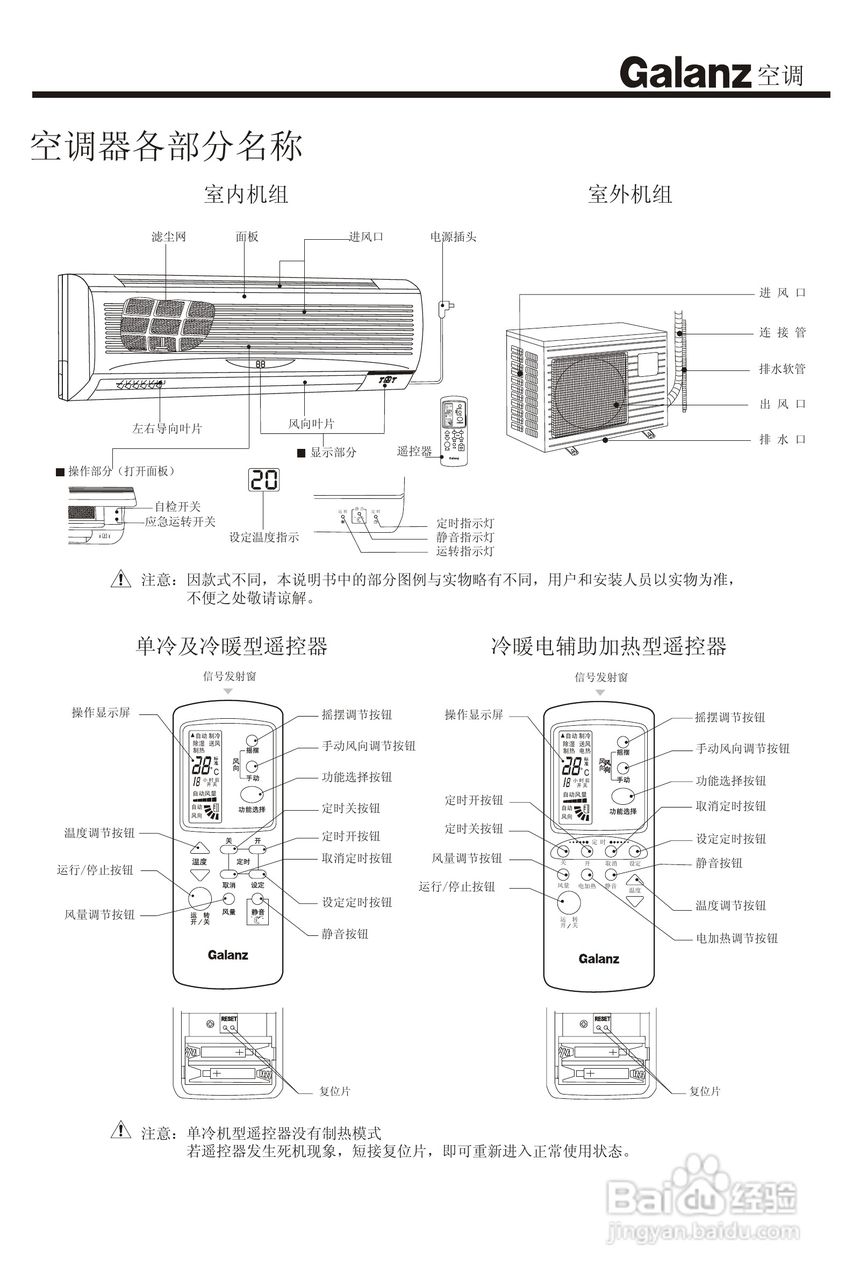 Galanz格兰仕KF-35GW/HHA1型分体挂壁式房间空调器使用