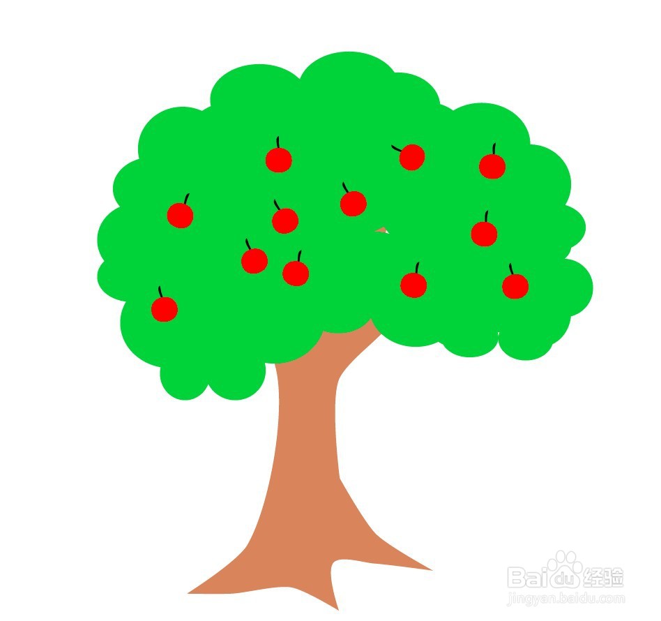 ai绘制一棵扁平苹果树的方法