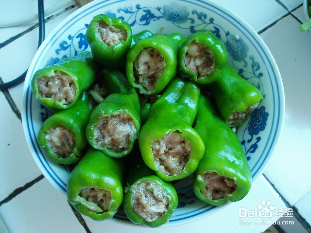 金针菜青椒酿肉