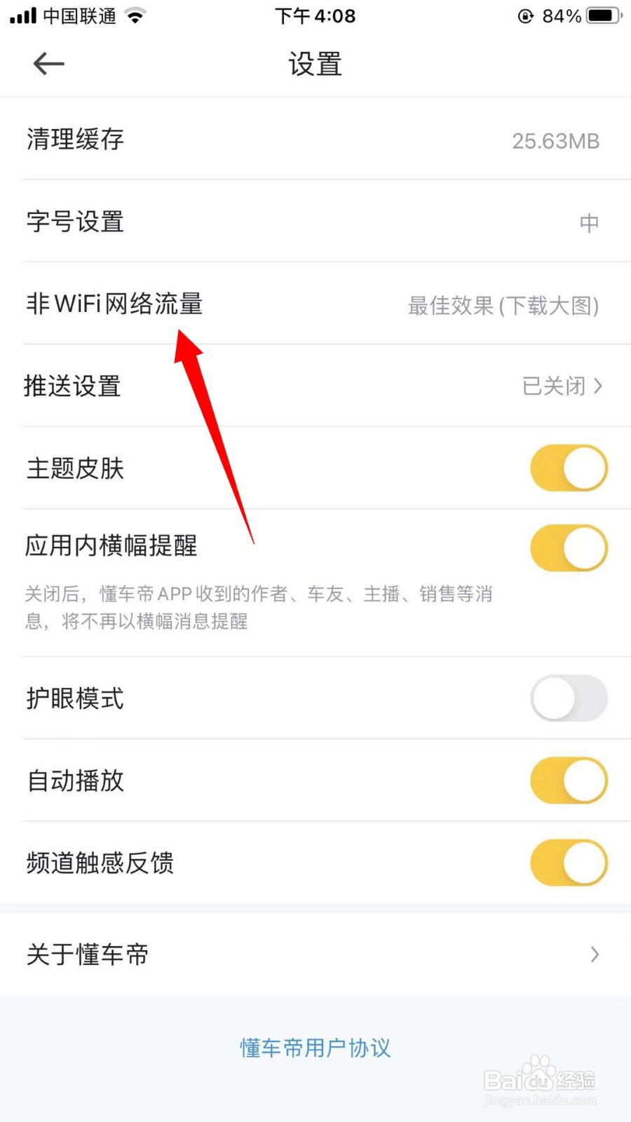 懂车帝怎么设置非WiFi网络流量