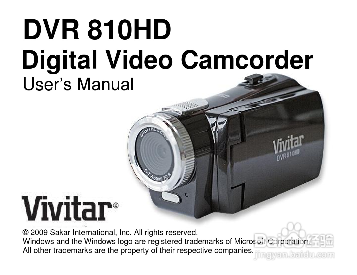 威达Vivitar DVR 810HD数码摄像机使用说明书:[1]