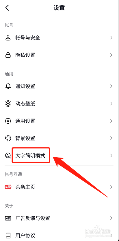 抖音怎么开启大字简明模式