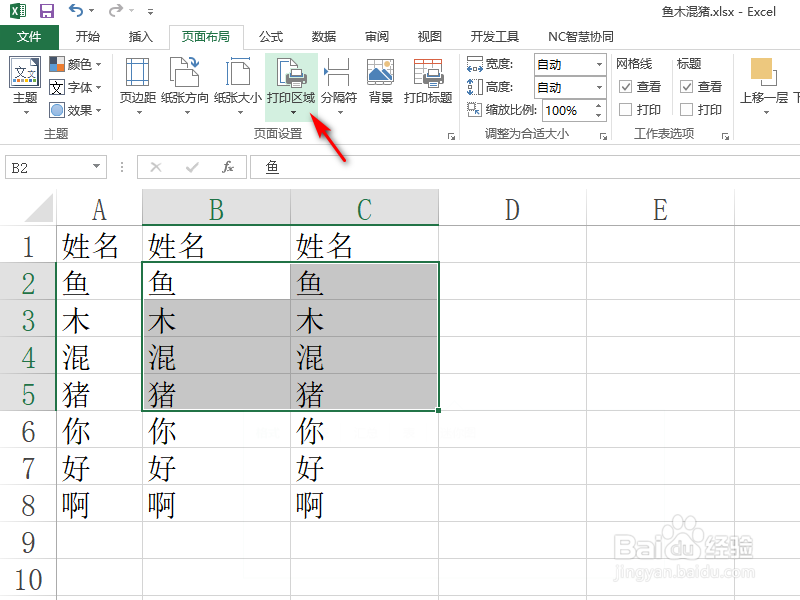 如何只打印Excel中选择的区域
