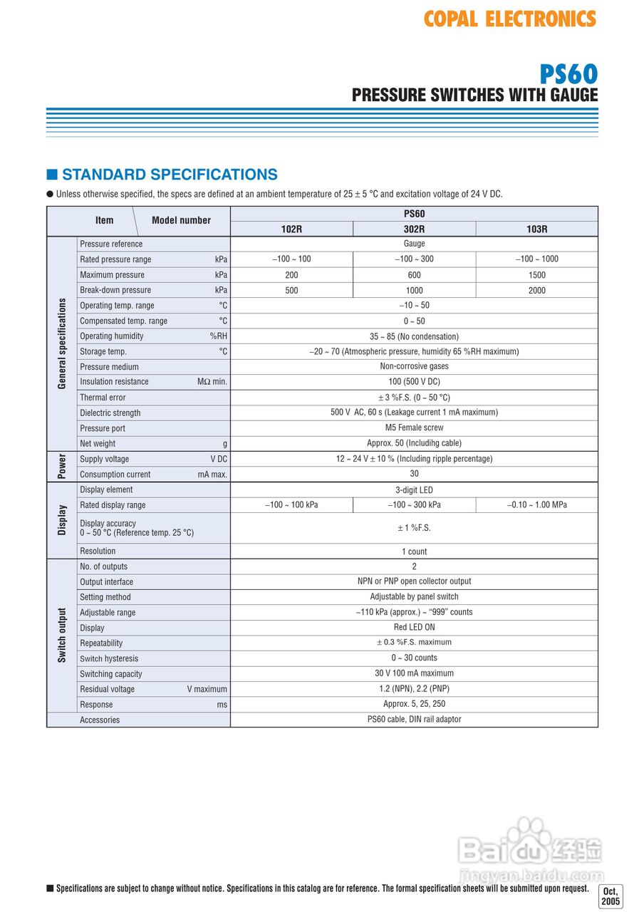 COPAL PS60 压力传感器使用说明书