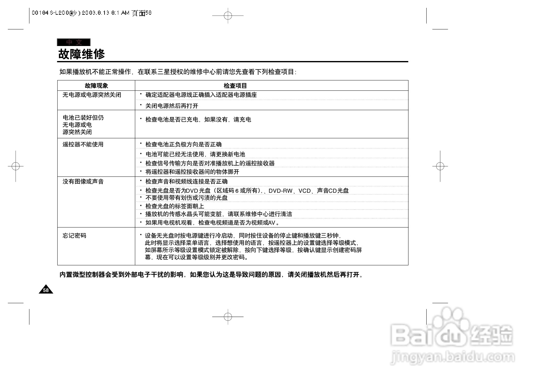 三星DVD-L200W便携式DVD播放机说明书:[3]