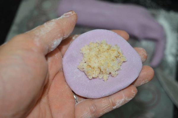 椰蓉燕麦馅紫薯汤圆
