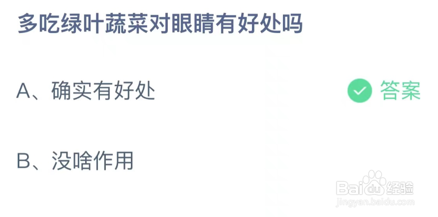 蚂蚁庄园最新答案多吃绿叶蔬菜对眼睛有好处吗?