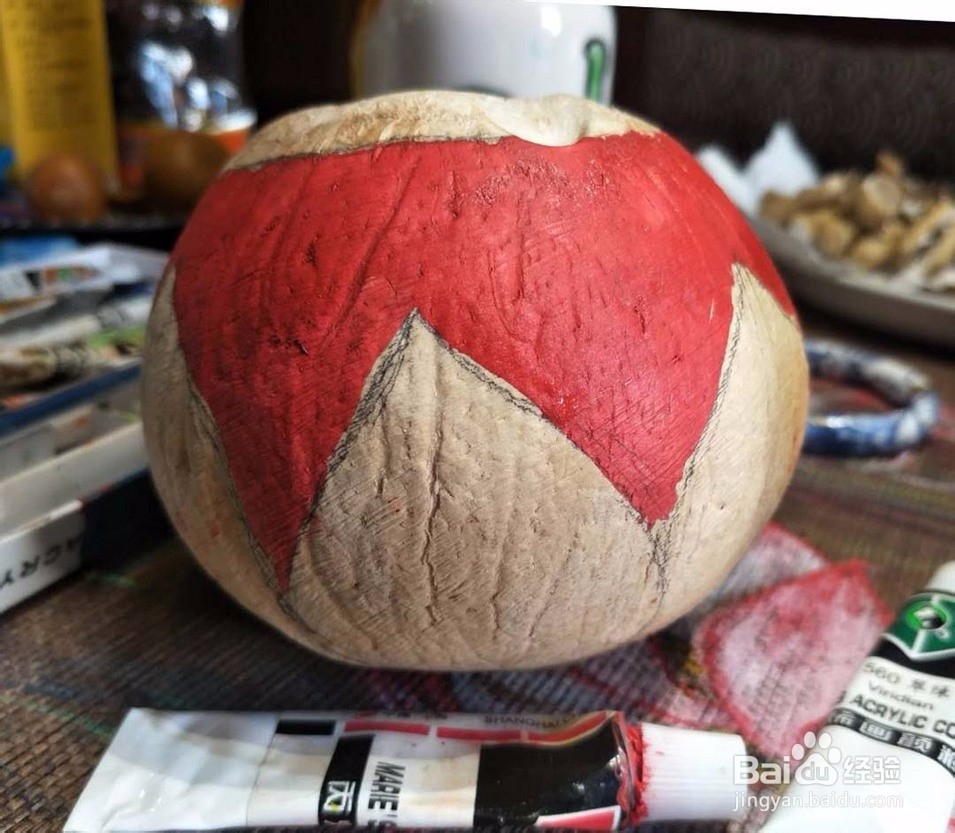 手绘椰壳小盆栽,多肉花盆的做法步骤