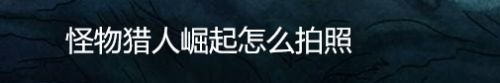 怪物猎人崛起怎么拍照