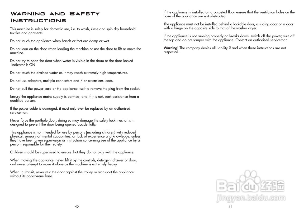 美国飞歌PWD14S型前置式洗衣干衣机说明书:[1]