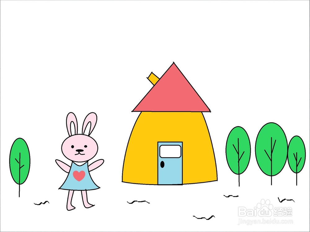 小兔的家：简笔画步骤