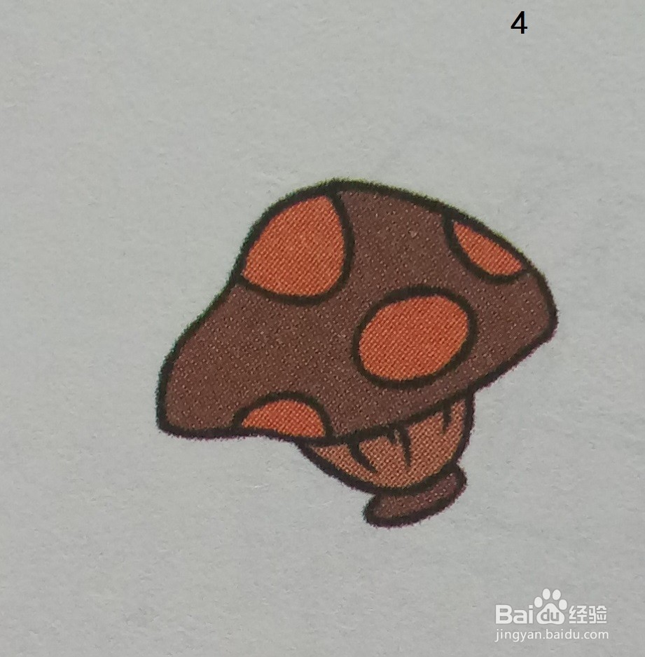 利用浅棕色画花蘑菇的简笔画
