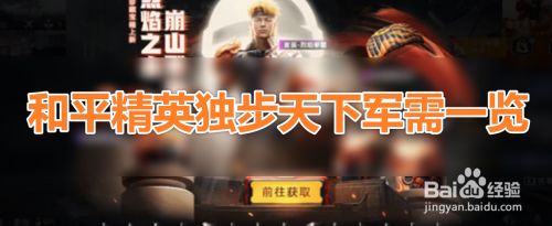 和平精英独步天下军需一览