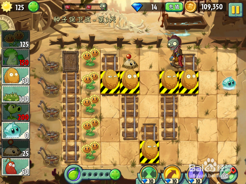 植物大战僵尸2 狂野西部 种子保卫战第三天 菜问