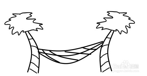 沙滩吊床怎么画?