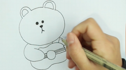 简笔画-----教你怎么画弹吉他的布朗熊
