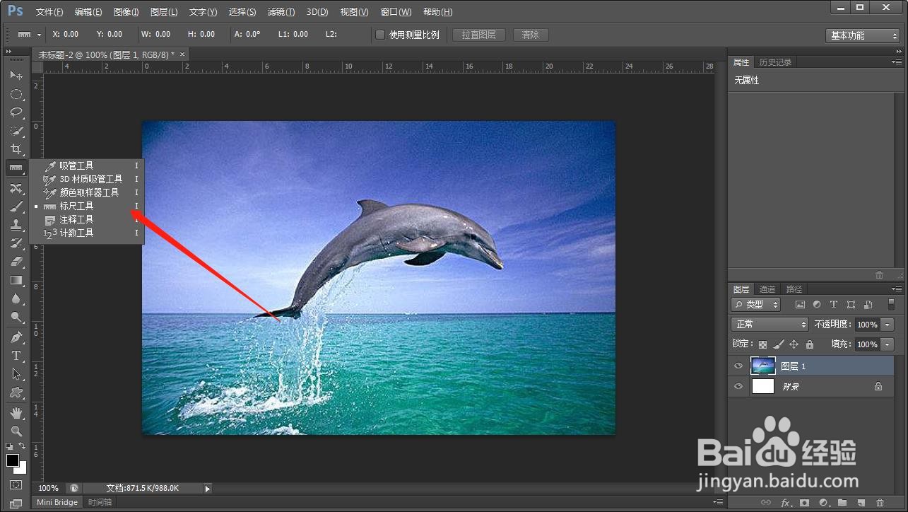 如何在PS中测量图片中的图像的长度尺寸?