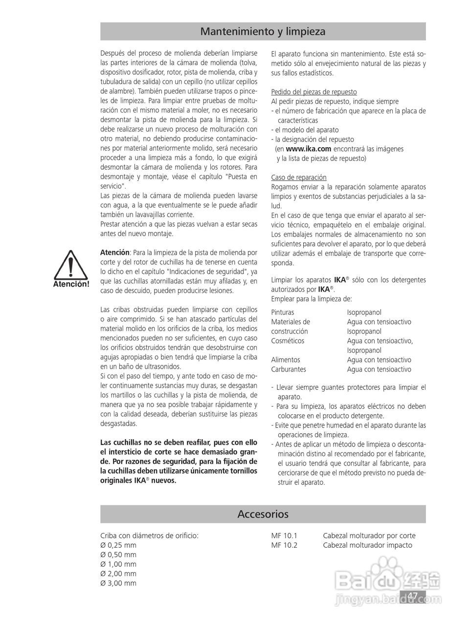 IKA MF10精细研磨机使用说明书:[5]