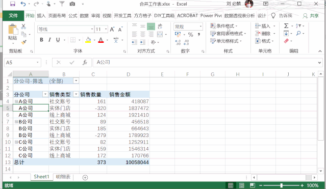 excel中,怎么使用数据透视表进行分表统计