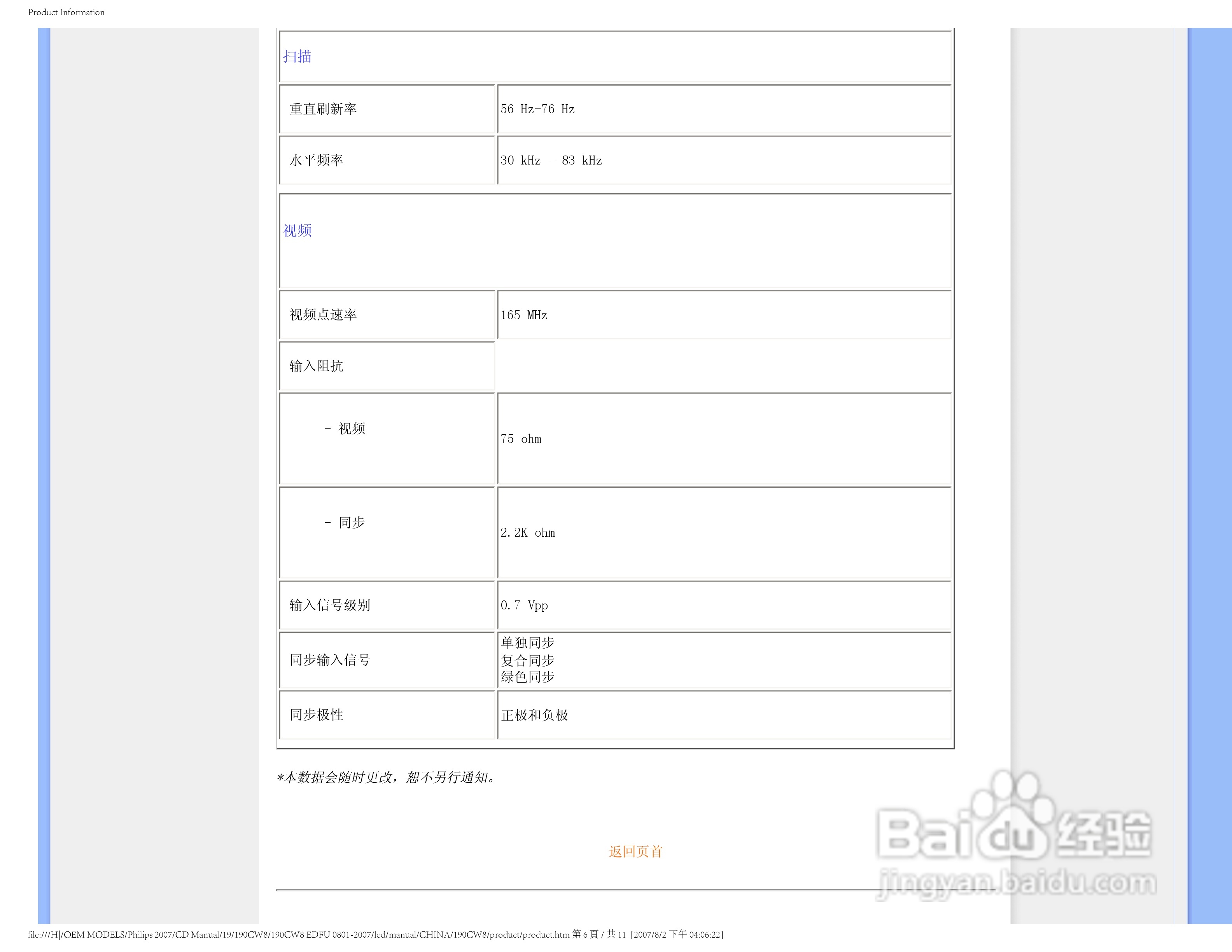 飞利浦200CW8FB/93液晶显示器使用说明书:[4]