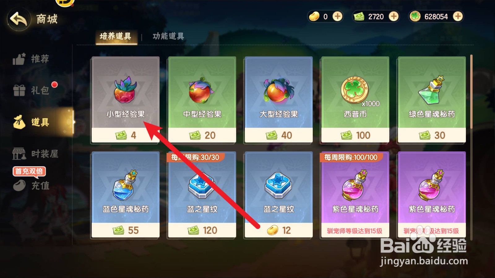 西普大陆怎么获得小型经验果