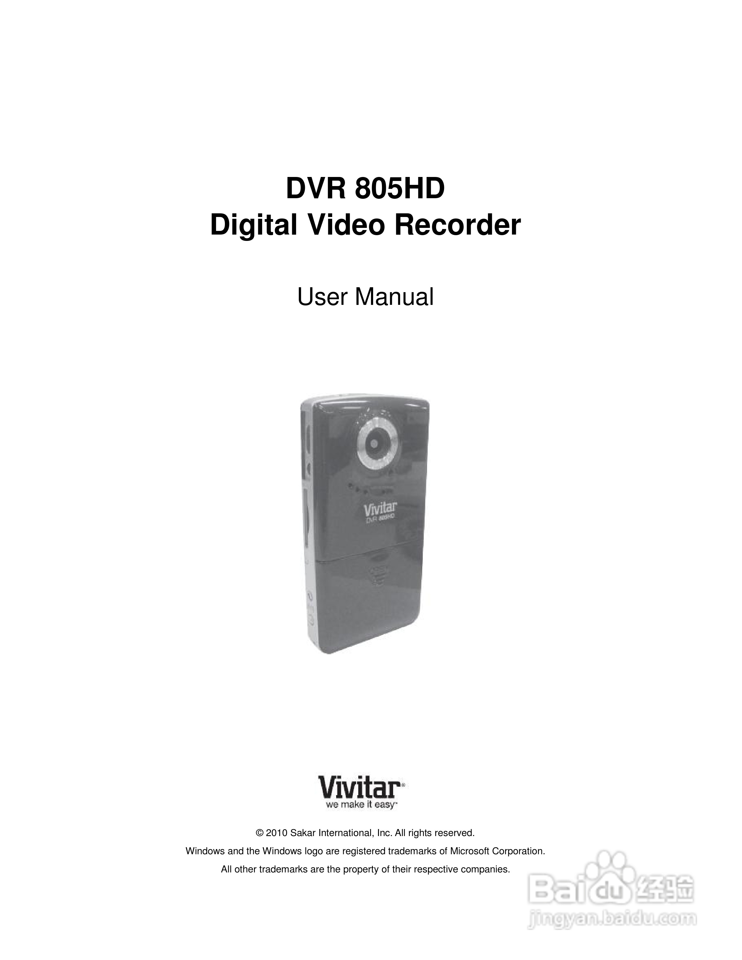 威达Vivitar DVR 805HD数码摄像机使用说明书:[1]