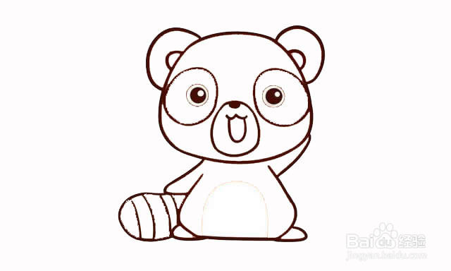 卡通彩色小浣熊的简笔画