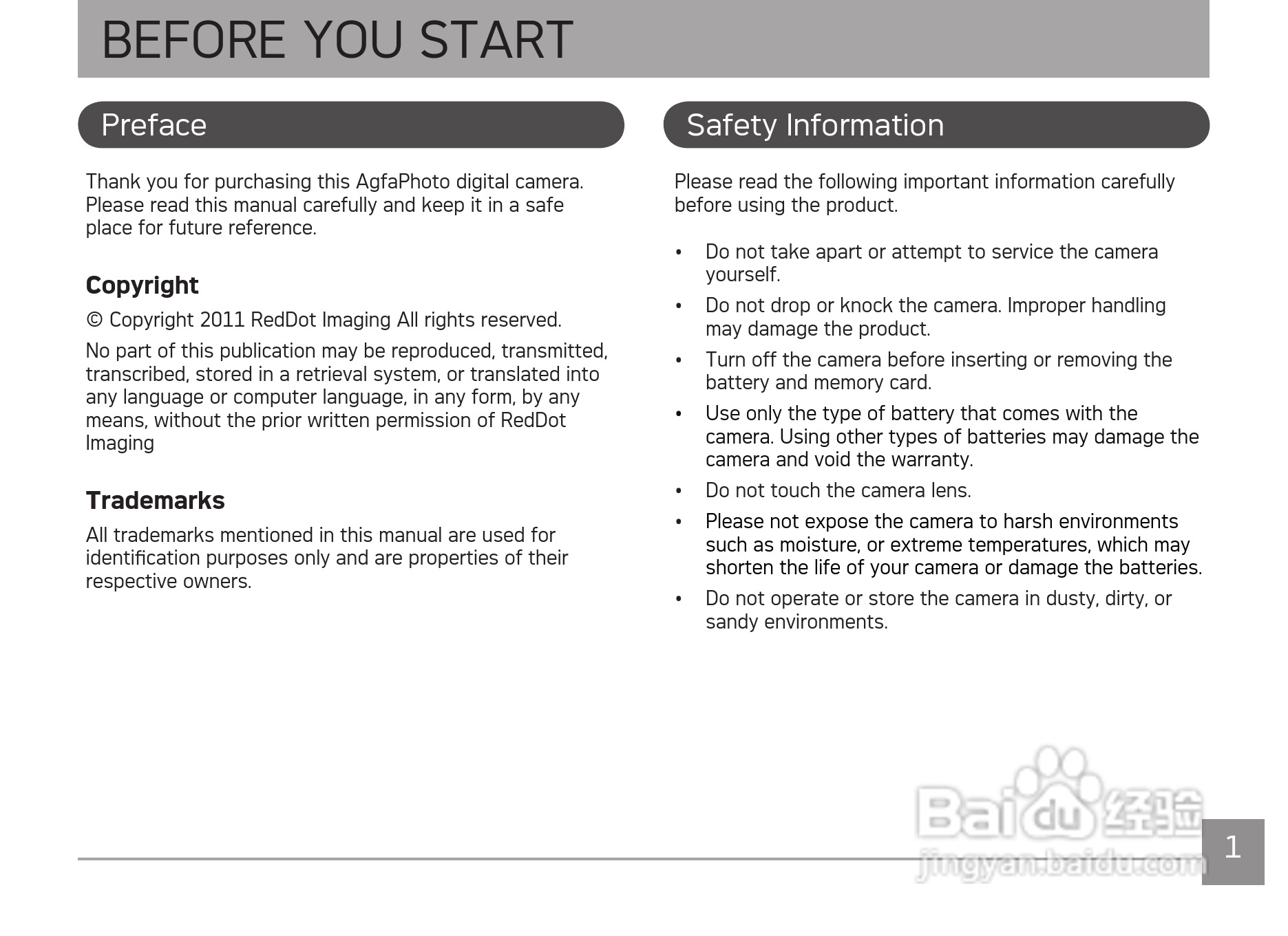爱克发AgfaPhoto PRECISA 1430数码相机使用说明书:[1]