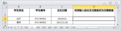 EXCEL运用CELL检测输入出生日期是否为日期数据