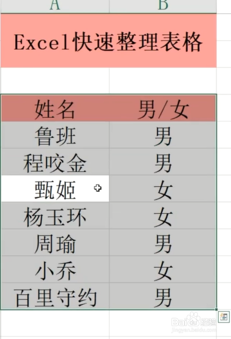 在Excel中怎样快速整理表格？