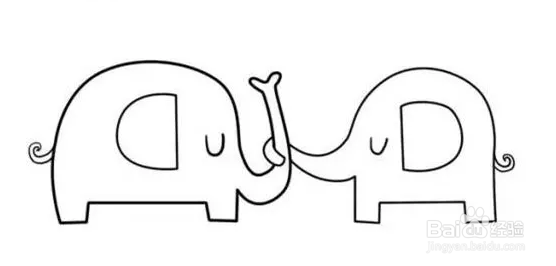 充满爱意的大象简笔画