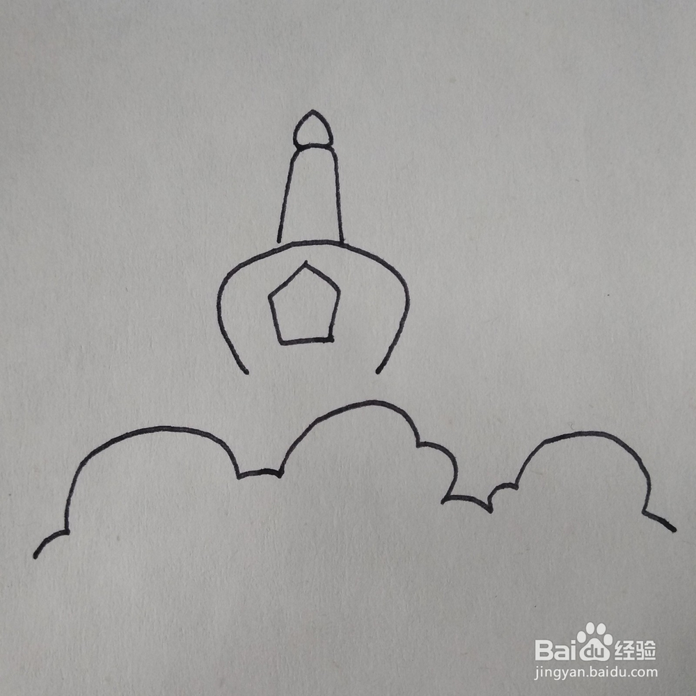 怎么画一幅简单的北海公园卡通儿童简笔画？